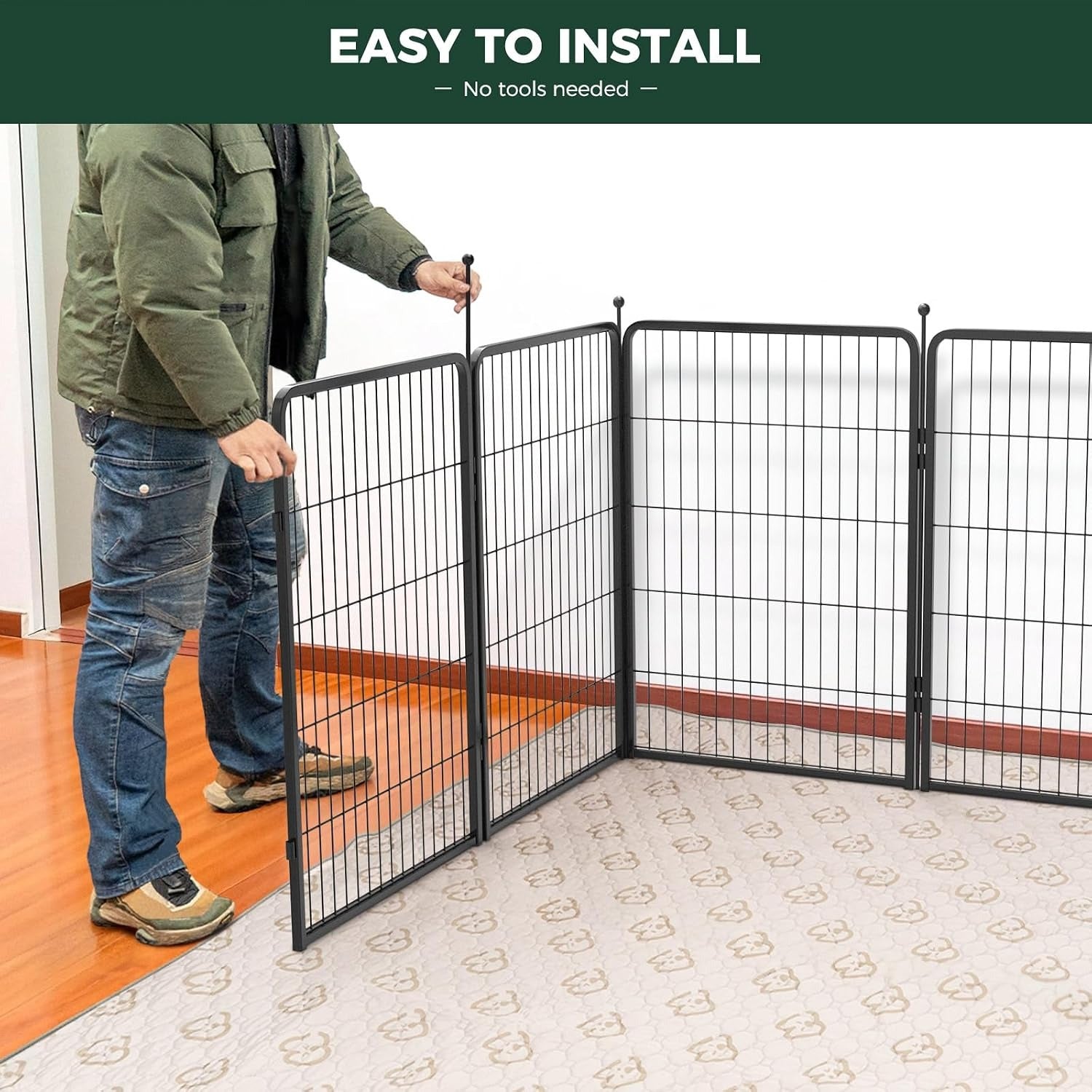 Dog Playpen, Indoor, Yard & RV Camping, 40" H, 16 Panels