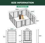 Dog Playpen, Indoor, Yard & RV Camping, 40" H, 16 Panels