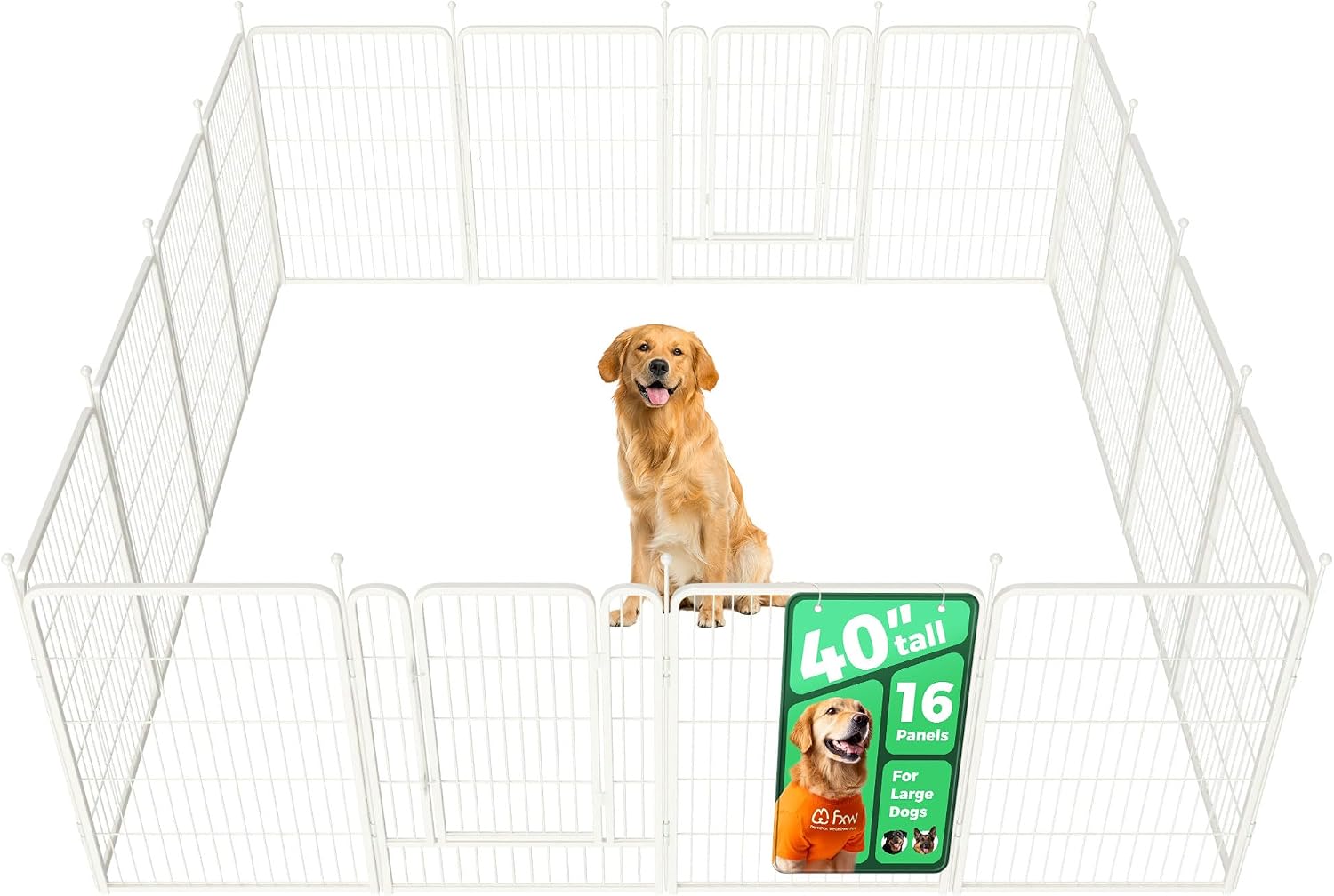 Dog Playpen, Indoor, Yard & RV Camping, 40" H, 16 Panels
