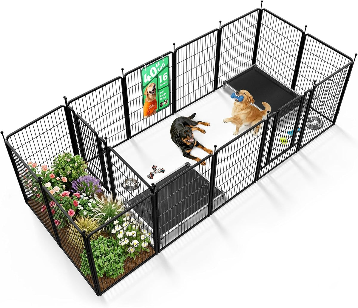 Dog Playpen, Indoor, Yard & RV Camping, 40" H, 16 Panels